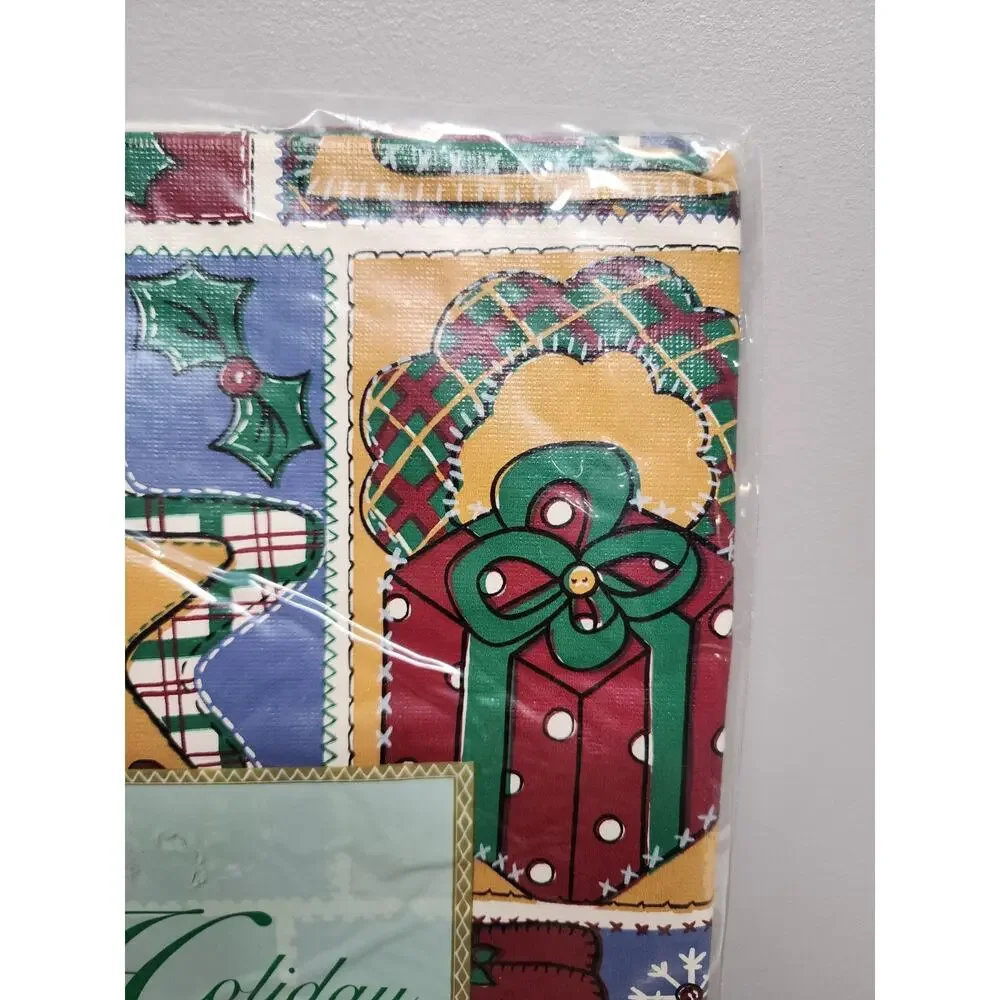 Christmas Tablecloth, Flannel backed Vinyl, 52 x 70 Oblong